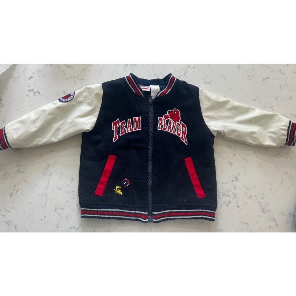 Rare Vintage Y2K Clifford The Big Red Dog Navy Varsity Scholastic Jacket Sz 2T